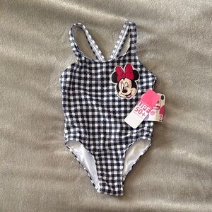 NWT Disney Minnie Mouse toddler One Piece bathing suit- Navy and White